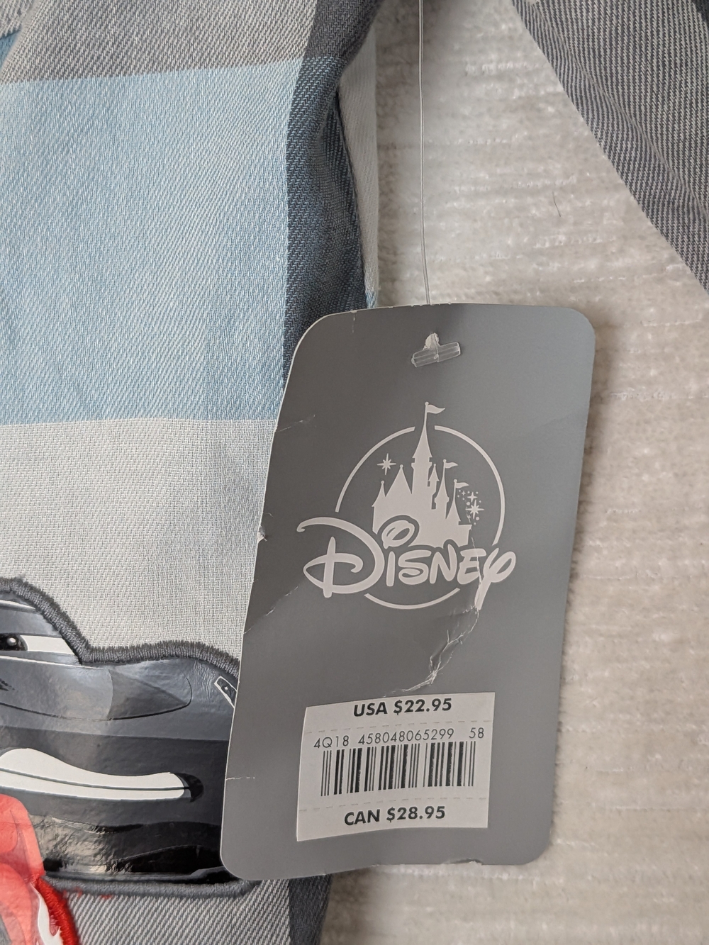 Disney Cars Lighting McQueen Blue & Gray Plaid Button-Down Shirt W Patches - Picture 8 of 13